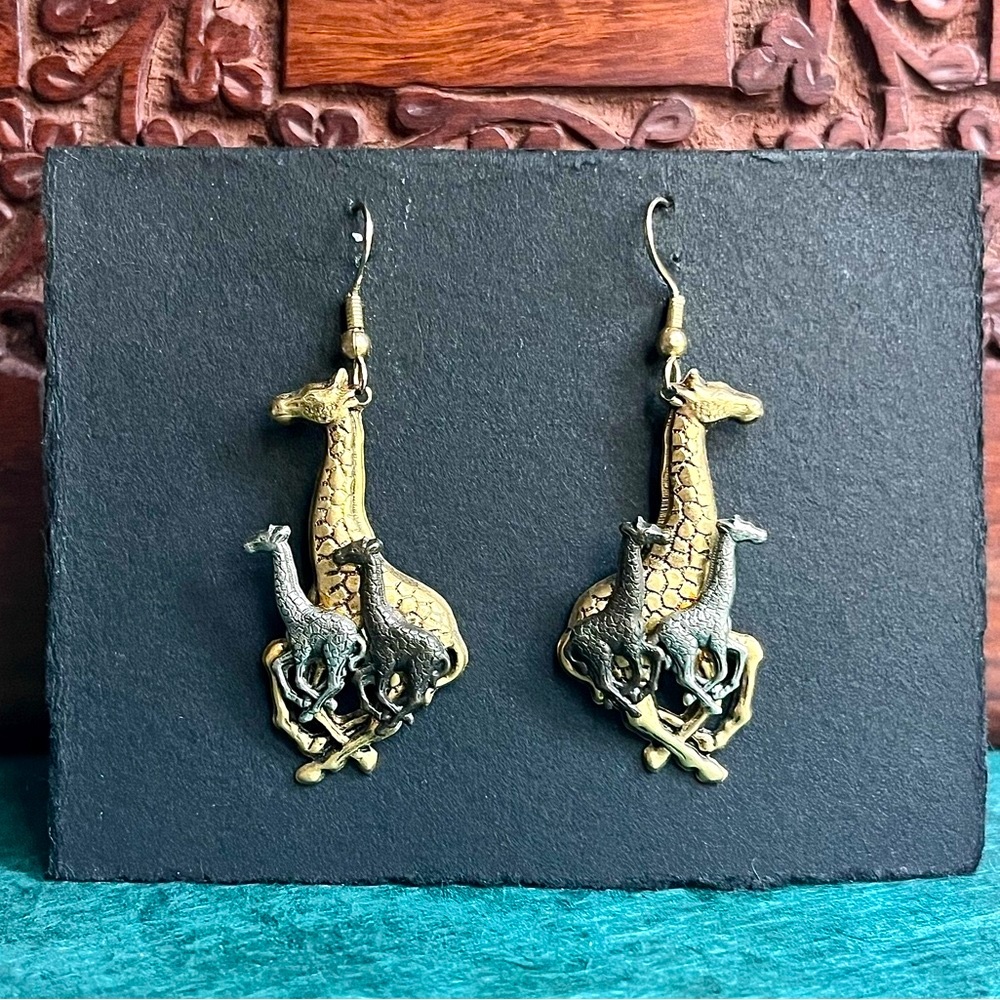 Metallic Giraffe Dangle Earrings